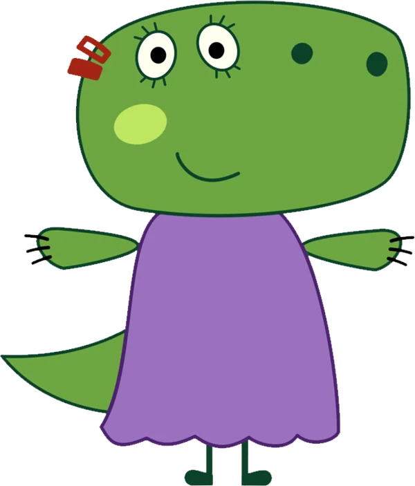 Mommy T-Rex con vestido morado