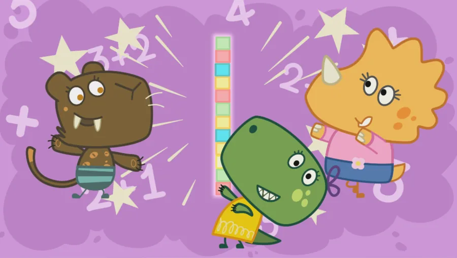 Tippi, Triceps y Pearl contando con números y estrellas